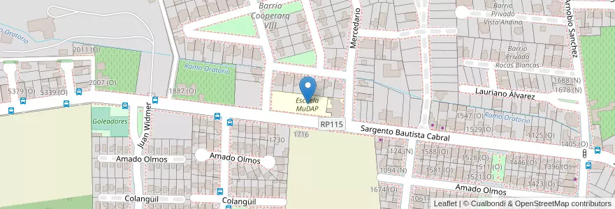 Mapa de ubicacion de Escuela MuDAP en Argentinien, San Juan, Chile, Rivadavia.