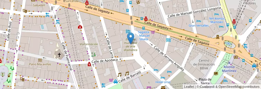 Mapa de ubicacion de Escuela municipal de arte dramático en Espagne, Communauté De Madrid, Communauté De Madrid, Área Metropolitana De Madrid Y Corredor Del Henares, Madrid.