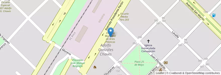 Mapa de ubicacion de Escuela Municipal de Artes Plásticas en Аргентина, Буэнос-Айрес, Partido De Adolfo Gonzales Chaves, Adolfo Gonzáles Chaves.