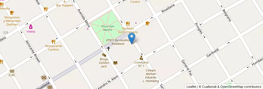 Mapa de ubicacion de Escuela Municipal de Bellas Artes en Argentinië, Buenos Aires, Partido De Quilmes, Quilmes.