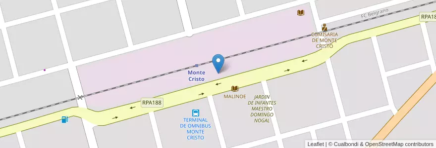 Mapa de ubicacion de ESCUELA MUNICIPAL DE MÚSICA en 아르헨티나, Córdoba, Municipio De Monte Cristo, Departamento Colón, Pedanía Constitución, Monte Cristo.