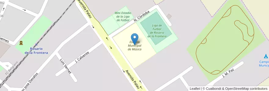Mapa de ubicacion de Escuela Municipal de Música en Argentinien, Salta, Rosario De La Frontera, Municipio De Rosario De La Frontera, Rosario De La Frontera.