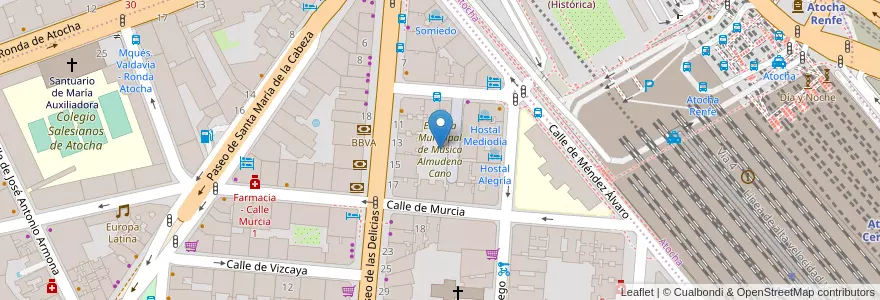 Mapa de ubicacion de Escuela Municipal de Música Almudena Cano en Spain, Community Of Madrid, Community Of Madrid, Área Metropolitana De Madrid Y Corredor Del Henares, Madrid.