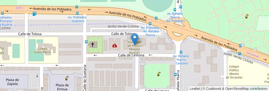 Mapa de ubicacion de Escuela municipal de música Maestro Barbieri en Espagne, Communauté De Madrid, Communauté De Madrid, Área Metropolitana De Madrid Y Corredor Del Henares, Madrid.