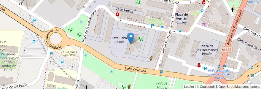Mapa de ubicacion de Escuela Municipal de Música Pablo Casals en 西班牙, Comunidad De Madrid, Comunidad De Madrid, Área Metropolitana De Madrid Y Corredor Del Henares, Leganés.