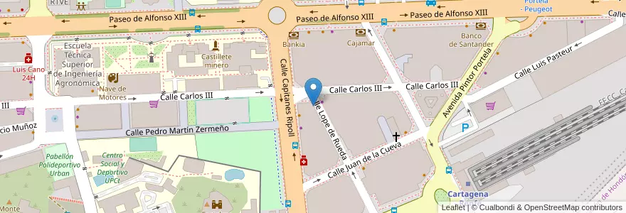 Mapa de ubicacion de Escuela Municipal de Teatro en إسبانيا, منطقة مرسية, منطقة مرسية, Campo De Cartagena Y Mar Menor, Cartagena.