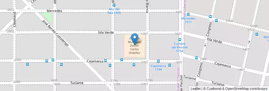 Mapa de ubicacion de Escuela Municipal Doctor Carlos Ordóñez en 阿根廷, Córdoba, Departamento Capital, Pedanía Capital, Córdoba, Municipio De Córdoba.