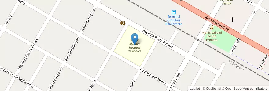 Mapa de ubicacion de Escuela Myriam Hayquel de Andrés en Аргентина, Кордова, Departamento Río Primero, Municipio De Río Primero, Pedanía Viamonte, Río Primero.