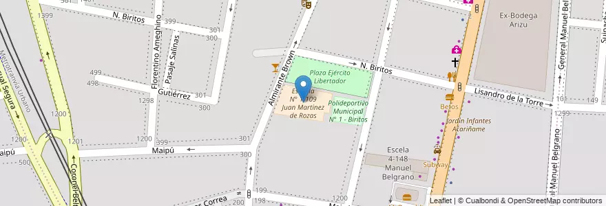 Mapa de ubicacion de Escuela N° 1-109 Juan Martínez de Rozas en Аргентина, Чили, Мендоса, Godoy Cruz, Departamento Godoy Cruz, Distrito Ciudad De Godoy Cruz.