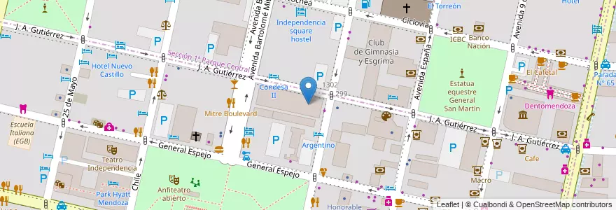 Mapa de ubicacion de Escuela N° 1-123 "Patricias Mendocinas" en الأرجنتين, تشيلي, Mendoza, Departamento Capital, Ciudad De Mendoza.