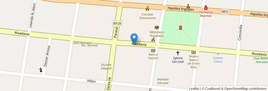 Mapa de ubicacion de Escuela N° 1 en 阿根廷, 恩特雷里奥斯省, Departamento Feliciano, Distrito Basualdo, San José De Feliciano.