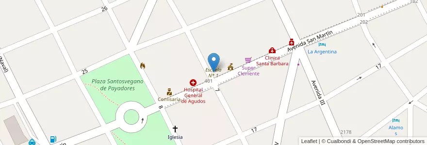Mapa de ubicacion de Escuela N* 1 en 阿根廷, 布宜诺斯艾利斯省, Partido De La Costa.