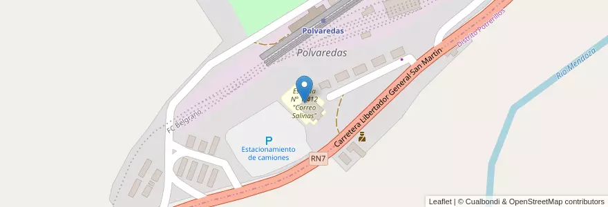 Mapa de ubicacion de Escuela N° 1-412 "Correo Salinas" en Argentinien, Chile, Mendoza, Departamento Luján De Cuyo, Distrito Uspallata, Distrito Potrerillos.