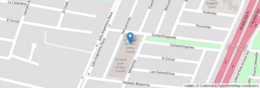 Mapa de ubicacion de Escuela N° 1-672 Renato Della Santa en 阿根廷, 智利, Mendoza, Godoy Cruz, Distrito Las Tortugas.