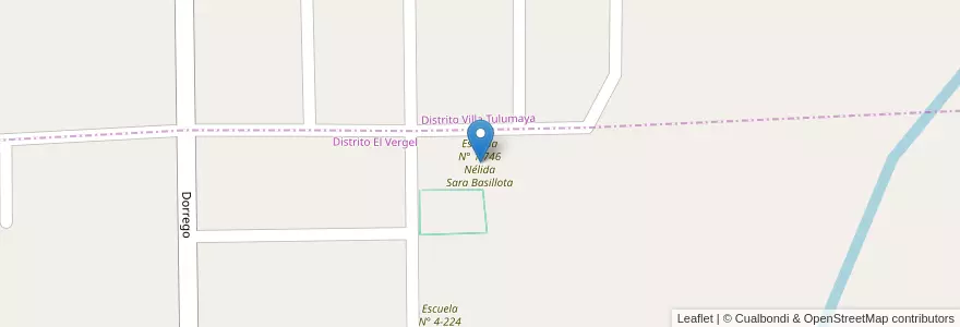 Mapa de ubicacion de Escuela N° 1-746 Nélida Sara Basillota en الأرجنتين, تشيلي, Mendoza, Distrito El Vergel, Departamento Lavalle.