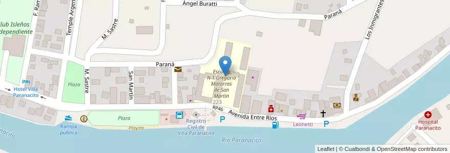 Mapa de ubicacion de Escuela N 1 Gregoria Matorras de San Martin en Argentinien, Provinz Entre Ríos, Departamento Islas Del Ibicuy, Distrito Paranacito, Villa Paranacito.