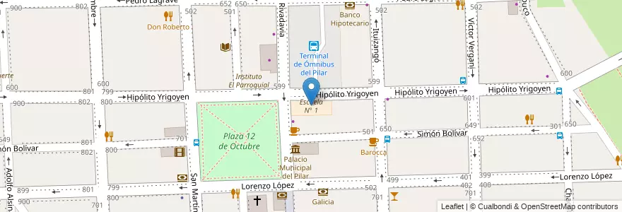 Mapa de ubicacion de Escuela N° 1 en アルゼンチン, ブエノスアイレス州, Partido Del Pilar, Pilar.