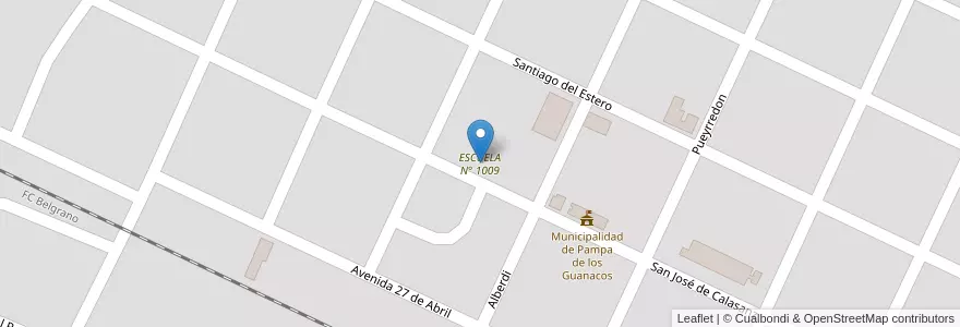 Mapa de ubicacion de ESCUELA N° 1009 en アルゼンチン, サンティアゴ・デル・エステロ州, Departamento Copo, Pampa De Los Guanacos.