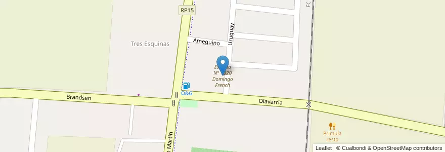 Mapa de ubicacion de Escuela N° 1020 Domingo French en Argentinien, Chile, Mendoza, Departamento Luján De Cuyo, Distrito Perdriel.