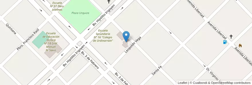 Mapa de ubicacion de Escuela N° 103 Gral. Urdinarrain en 아르헨티나, 엔트레리오스주, Departamento Gualeguaychú, Distrito Pehuajó Al Norte, Urdinarrain.