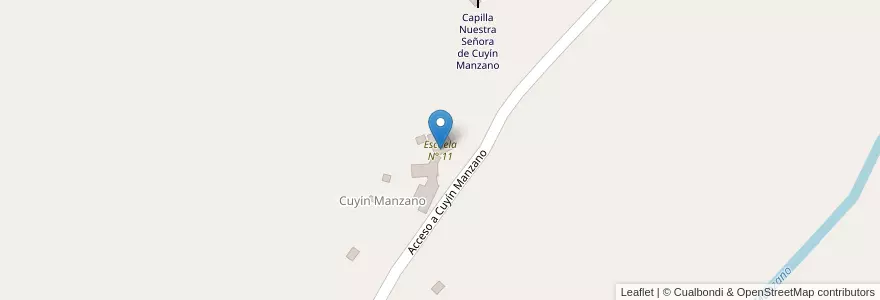 Mapa de ubicacion de Escuela N° 11 en アルゼンチン, チリ, ネウケン州, Departamento Los Lagos.