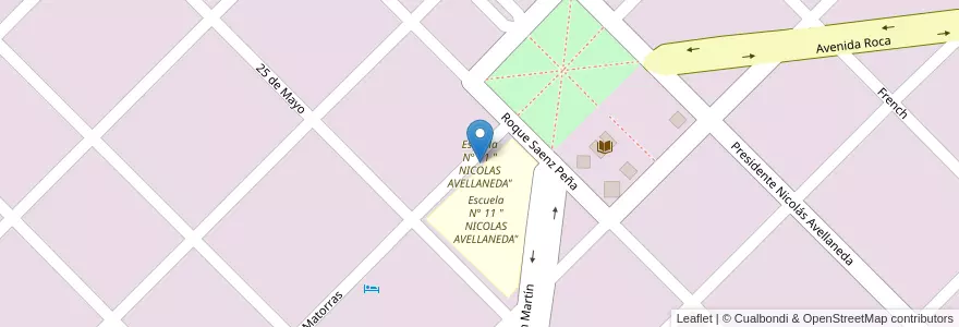 Mapa de ubicacion de Escuela N° 11 " NICOLAS AVELLANEDA" en Argentinië, Río Negro, Departamento Avellaneda, Fray Luis Beltrán.