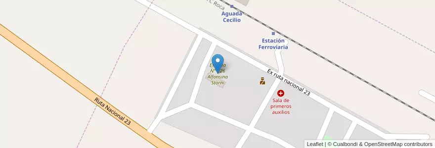 Mapa de ubicacion de Escuela N° 126 Alfonsina Storni en アルゼンチン, リオネグロ州, Departamento Valcheta, Aguada Cecilio.
