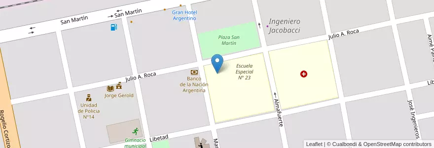 Mapa de ubicacion de Escuela N° 17 Nicolas Mascardi en Argentinië, Chili, Río Negro, Departamento Veinticinco De Mayo, Ingeniero Jacobacci.