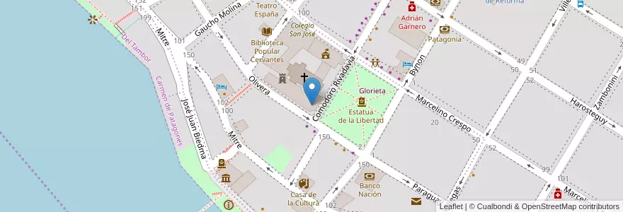 Mapa de ubicacion de Escuela N° 2 en アルゼンチン, ブエノスアイレス州, Partido De Patagones, Carmen De Patagones.