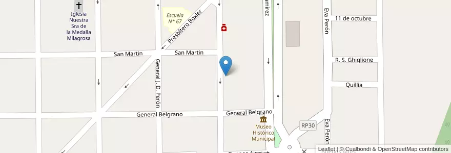 Mapa de ubicacion de Escuela N° 20 Justo José de Urquiza en アルゼンチン, エントレ・リオス州, Departamento Tala, Distrito Raíces Al Sur, Maciá.