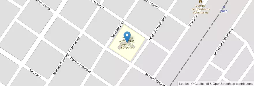 Mapa de ubicacion de ESCUELA N 202 GRAL. ENRIQUE MOSCONI en アルゼンチン, フフイ州, Departamento Ledesma, Municipio De Yuto.