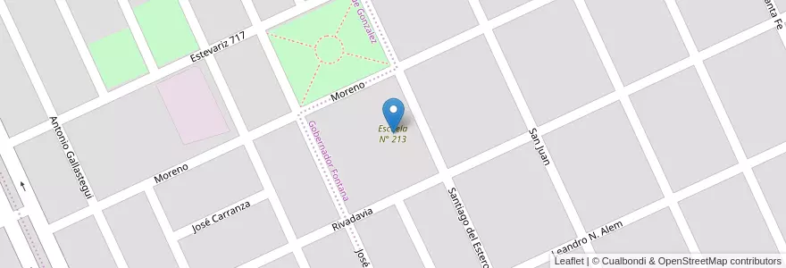 Mapa de ubicacion de Escuela N° 213 en 아르헨티나, Chubut, Puerto Madryn, Departamento Biedma.