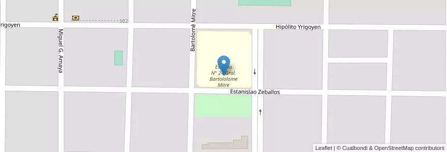 Mapa de ubicacion de Escuela N° 24 Gral. Bartololome Mitre en 아르헨티나, La Pampa, Municipio De Uriburu, Departamento Catriló, Uriburu.