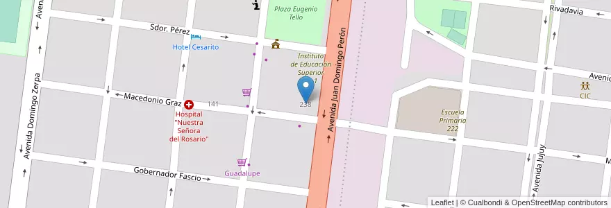 Mapa de ubicacion de Escuela N° 245 "Juan XXIII" en 아르헨티나, Jujuy, Departamento Cochinoca, Municipio De Abra Pampa, Abra Pampa.