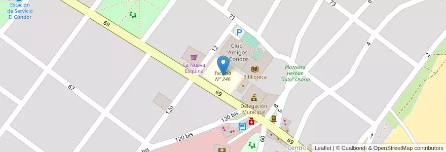Mapa de ubicacion de Escuela N° 246 en Аргентина, Рио-Негро, Departamento Adolfo Alsina, Viedma, El Condor.