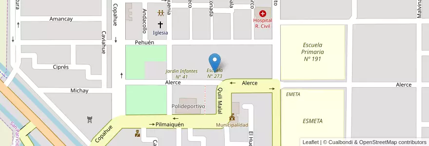 Mapa de ubicacion de Escuela N° 273 en 阿根廷, 智利, 內烏肯省, Departamento Añelo, San Patricio Del Chañar, San Patricio Del Chañar.
