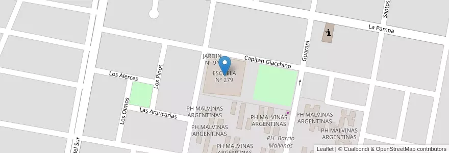 Mapa de ubicacion de ESCUELA N° 279 en الأرجنتين, ريو نيغرو, Departamento General Roca, Villa Regina.
