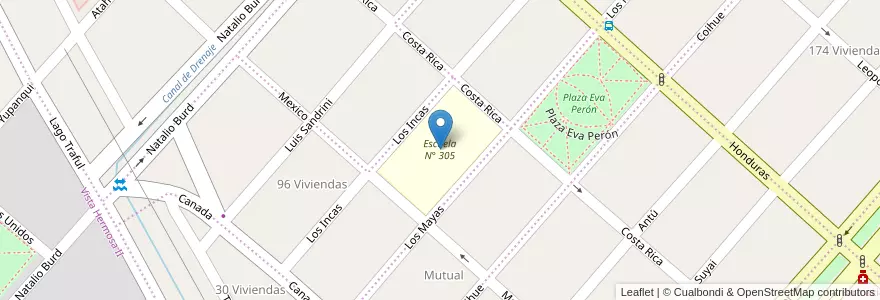 Mapa de ubicacion de Escuela N° 305 en アルゼンチン, チリ, ネウケン州, Departamento Confluencia, Centenario.