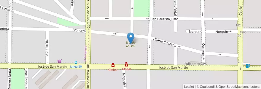 Mapa de ubicacion de Escuela N° 309 en アルゼンチン, チリ, ネウケン州, Departamento Confluencia, Municipio De Neuquén, Neuquén.