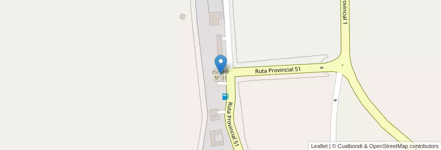 Mapa de ubicacion de Escuela N° 31 en Arjantin, Şili, Santa Cruz, Güer Aike.