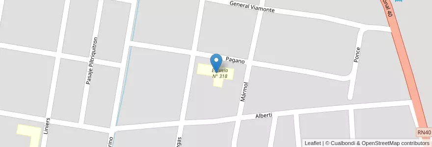 Mapa de ubicacion de Escuela N° 318 en الأرجنتين, تشيلي, ريو نيغرو, Departamento Bariloche, El Bolsón.