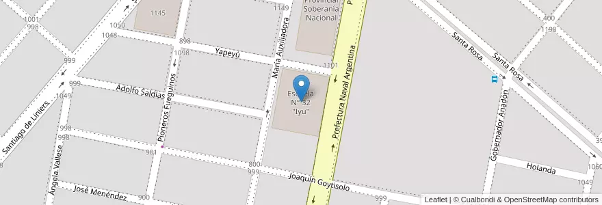 Mapa de ubicacion de Escuela N° 32 "Iyu" en Argentinien, Chile, Río Grande.