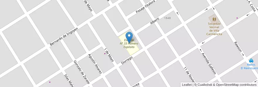 Mapa de ubicacion de Escuela N° 33 Homero Expósito en Arjantin, Buenos Aires, Partido De Zárate.