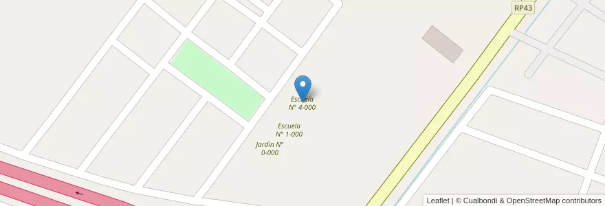 Mapa de ubicacion de Escuela N° 4-000 en Arjantin, Şili, Mendoza, Departamento San Martín, Distrito Ciudad De San Martín.