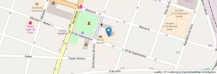 Mapa de ubicacion de Escuela N° 4-012 Ing. Ricardo Videla en 아르헨티나, 칠레, Mendoza, Departamento Luján De Cuyo, Luján De Cuyo, Distrito Ciudad De Luján De Cuyo.