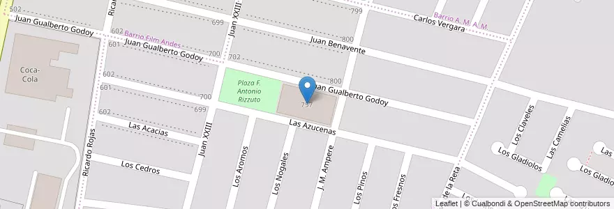 Mapa de ubicacion de Escuela N° 4-020 "Ingeniero Gabriel del Mazo" (EGB) en Argentina, Cile, Mendoza, Godoy Cruz, Departamento Godoy Cruz, Distrito San Francisco Del Monte.