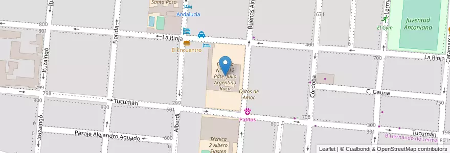 Mapa de ubicacion de Escuela N° 4012 Pdte. Julio Argentino Roca en Arjantin, Salta, Capital, Municipio De Salta, Salta.