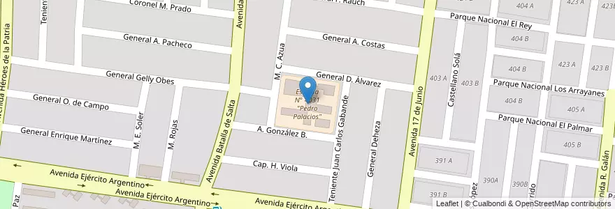 Mapa de ubicacion de Escuela N° 4031 "Pedro Palacios" en Arjantin, Salta, Capital, Municipio De Salta.