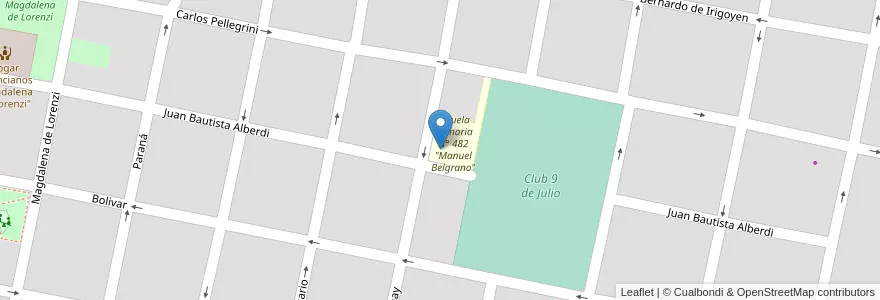 Mapa de ubicacion de Escuela N 482 Manuel Belgrano en Arjantin, Santa Fe, Departamento Castellanos, Municipio De Rafaela.