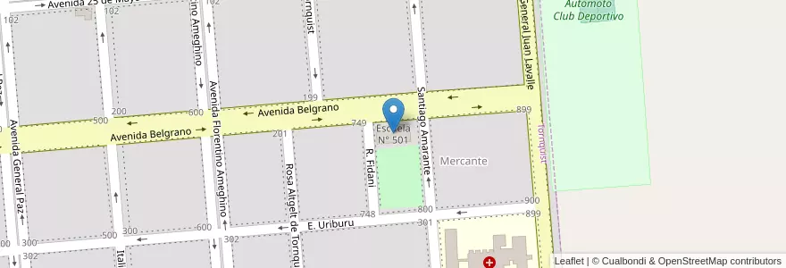Mapa de ubicacion de Escuela N° 501 en アルゼンチン, ブエノスアイレス州, Partido De Tornquist, Tornquist.